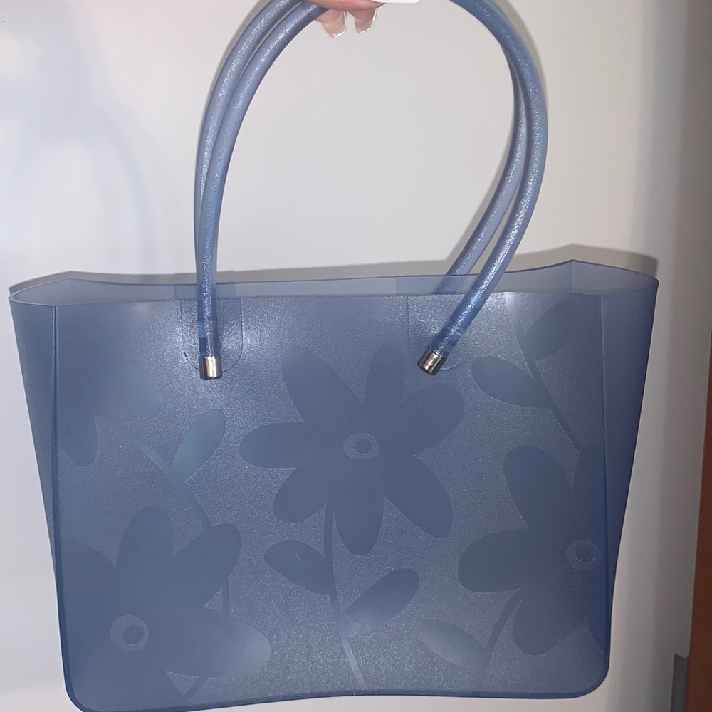 Clear blue floral purse